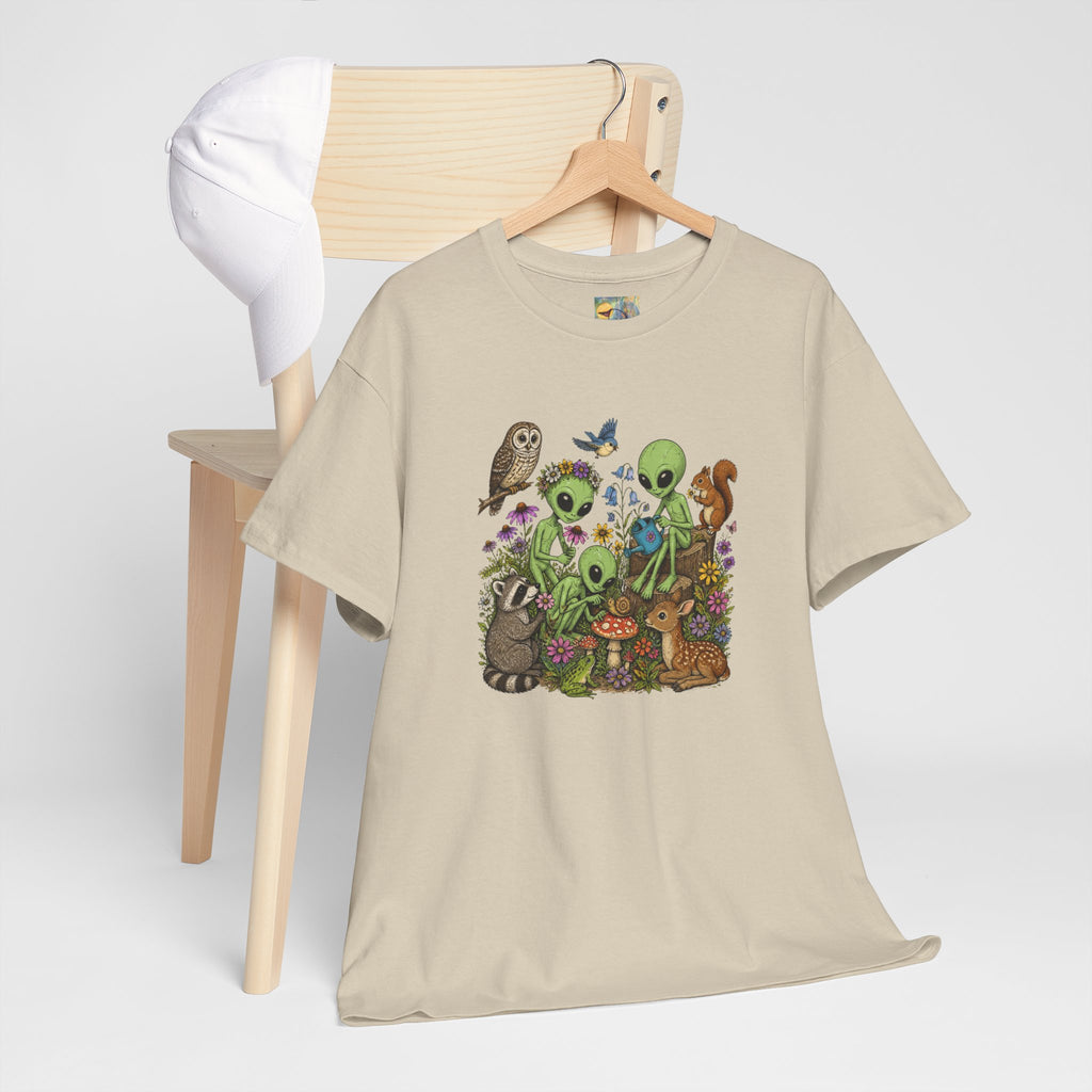Alien Forest Friends T‑Shirt — Cute Alien & Woodland Animals Graphic Tee