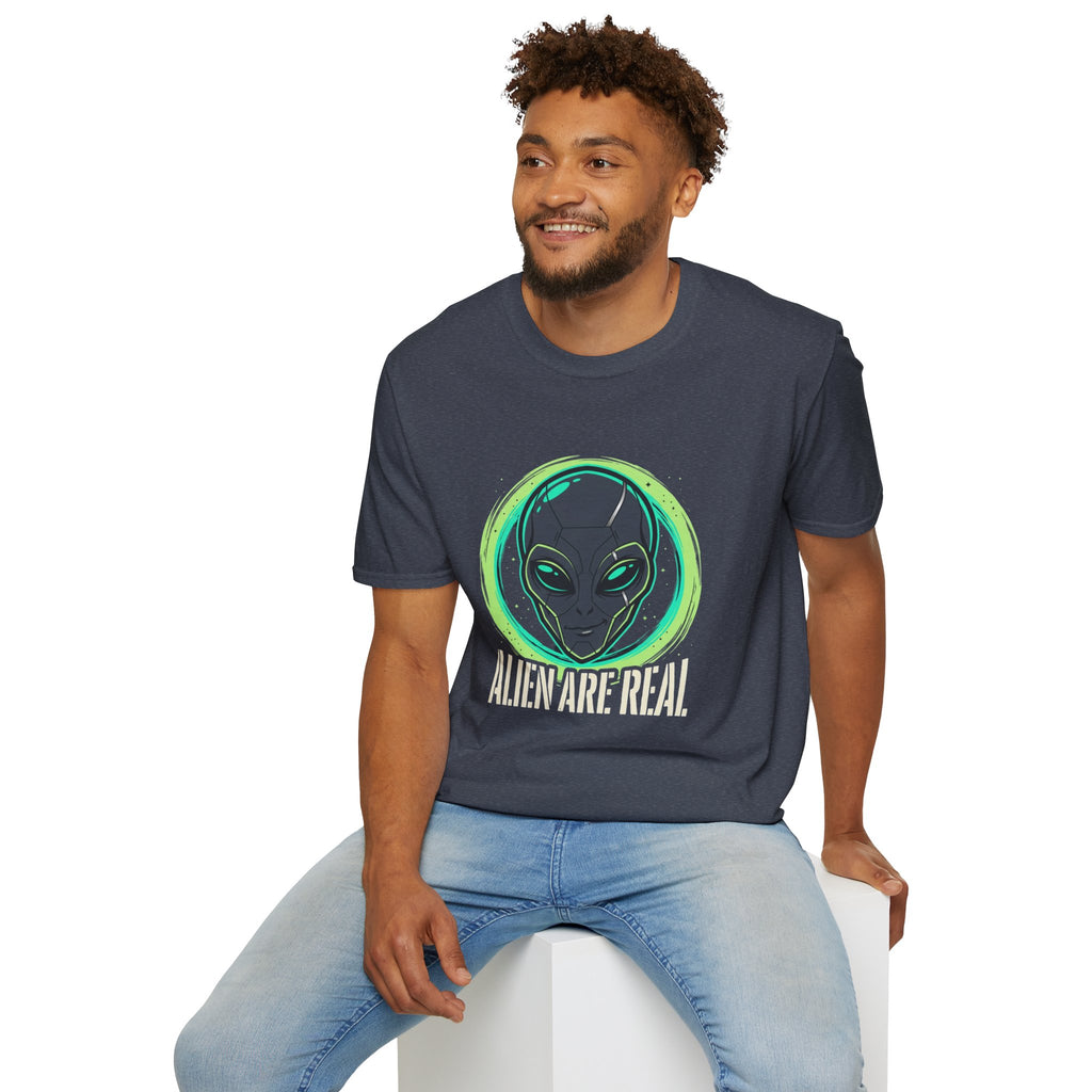 Alien Are Real T-Shirt — Neon Green Alien Face Graphic Tee