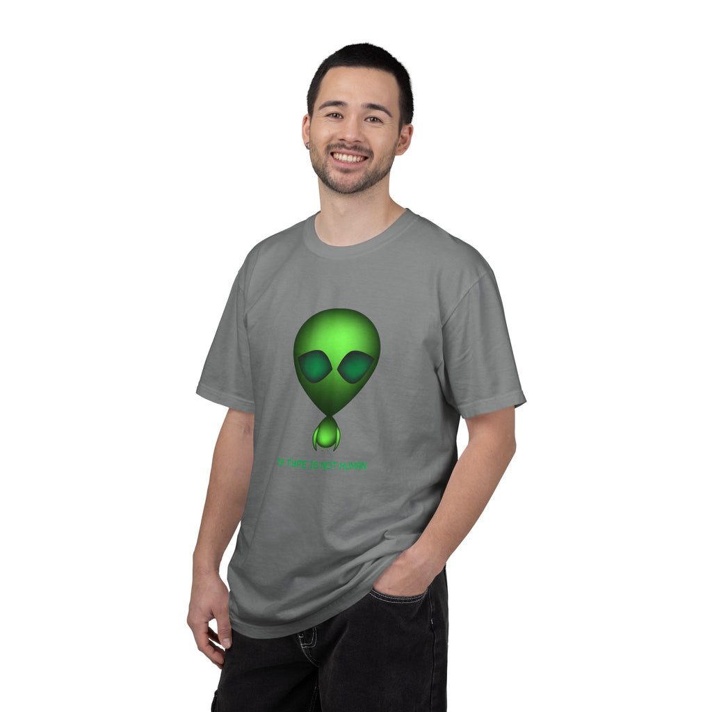 Green Alien T-Shirt — "My Type Is Not Human" Graphic Tee