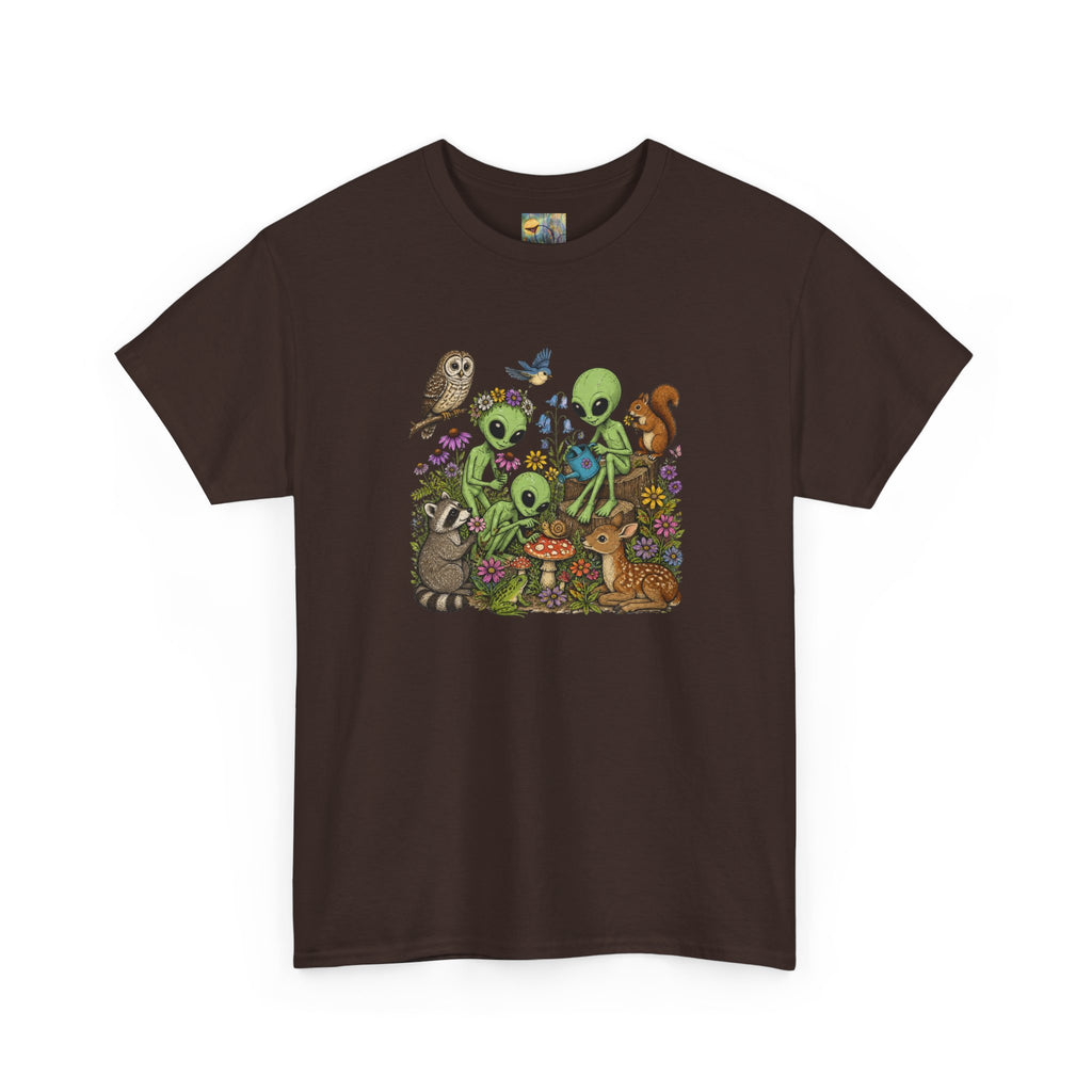 Alien Forest Friends T‑Shirt — Cute Alien & Woodland Animals Graphic Tee