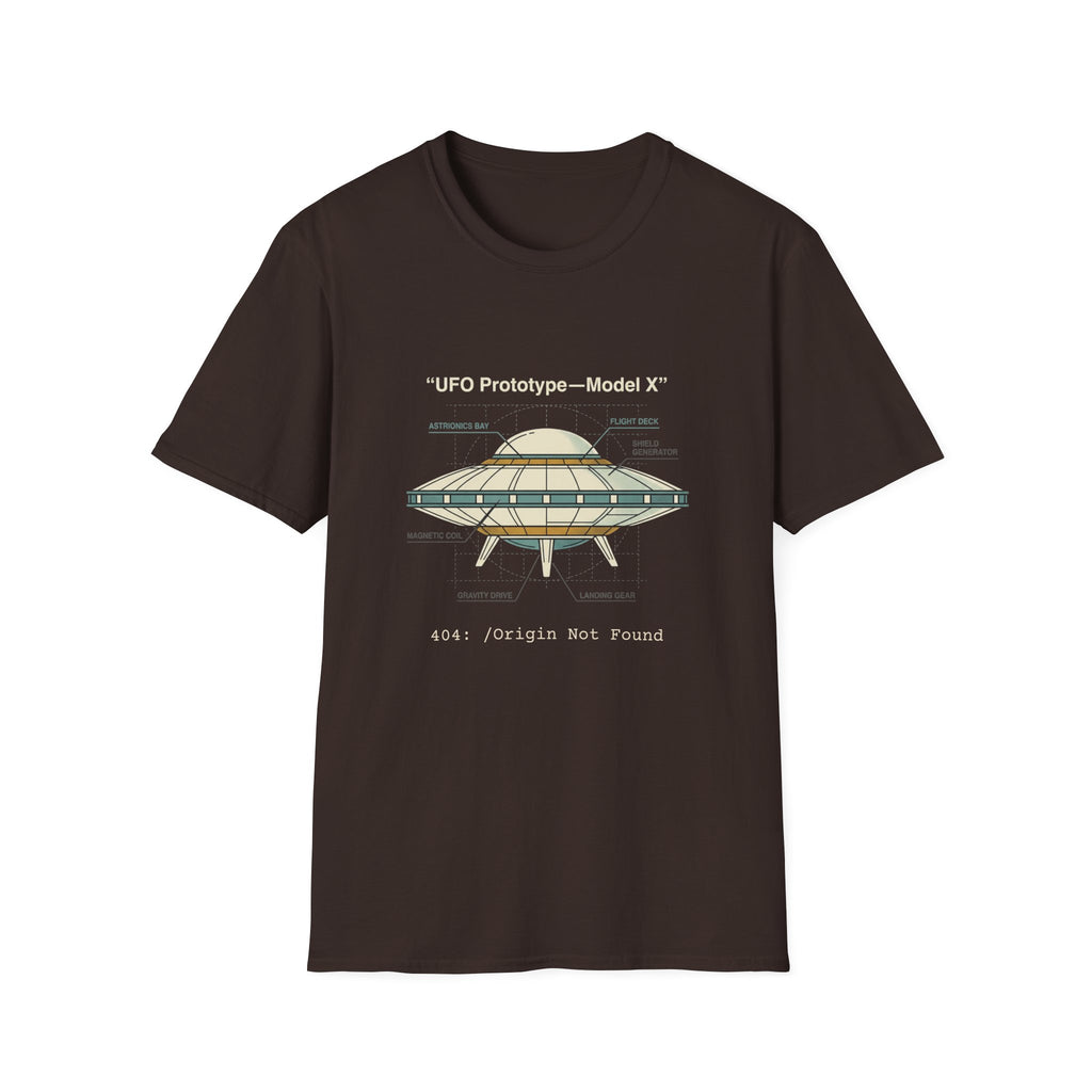UFO Diagram Technical T-Shirt — Retro Schematic Alien Spaceship Tee