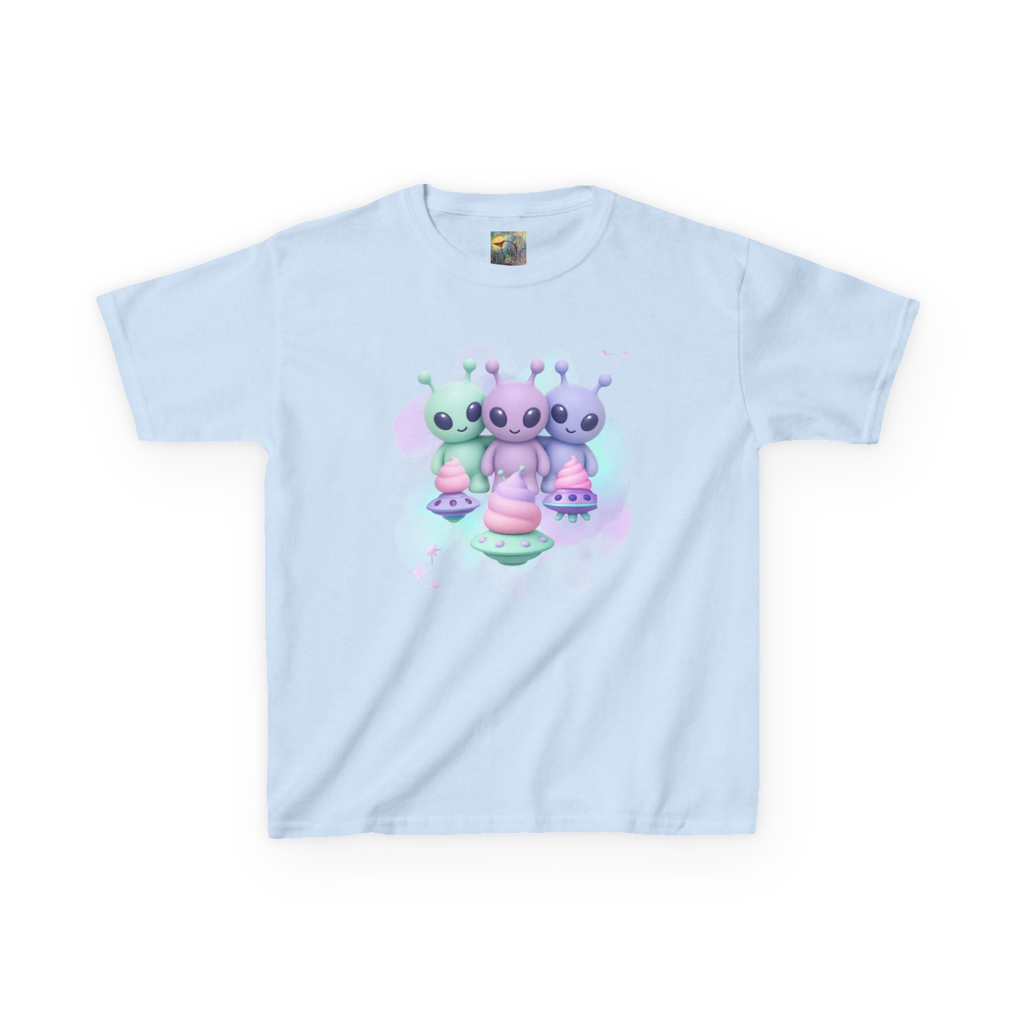 Cotton Candy UFO's Kids Alien Friends T‑Shirt — Cute Pastel UFO & Little Aliens Tee