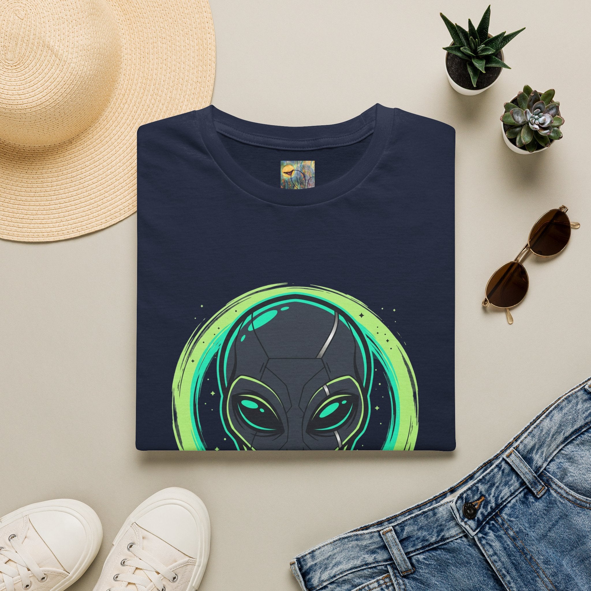 Alien Are Real T-Shirt — Neon Green Alien Face Graphic Tee