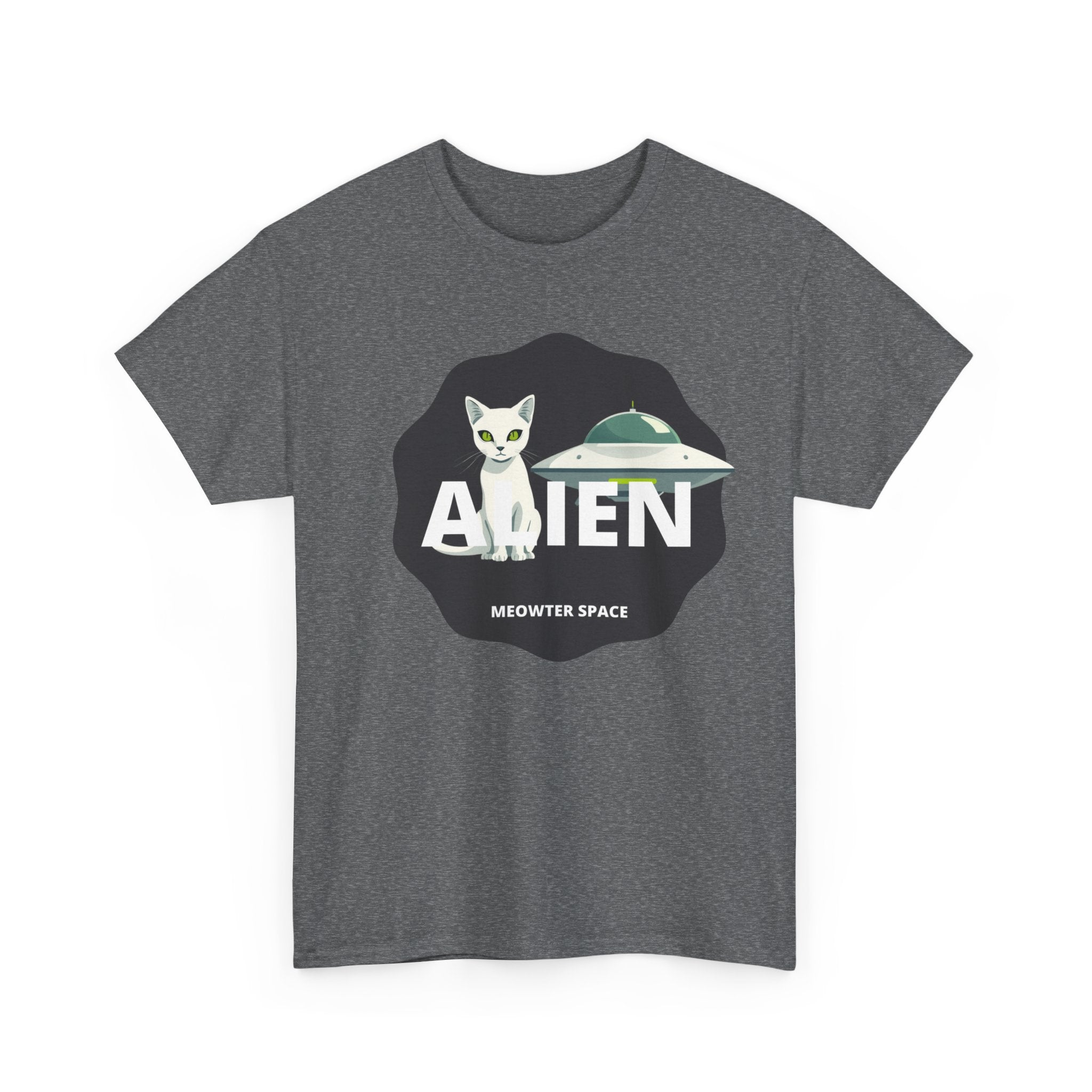 Alien Cat T-Shirt – "Meowter Space" UFO Graphic Tee