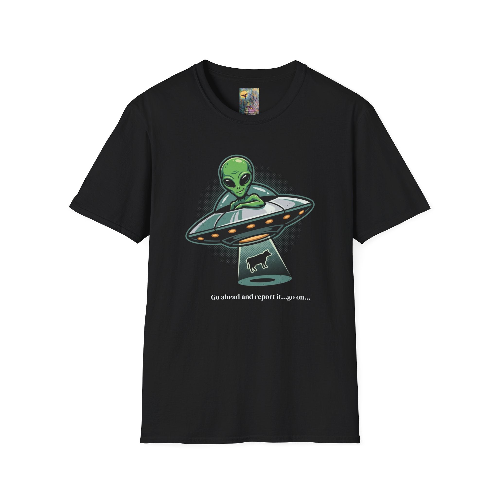 Alien UFO T-Shirt — Cute Green Alien Abduction Graphic Tee