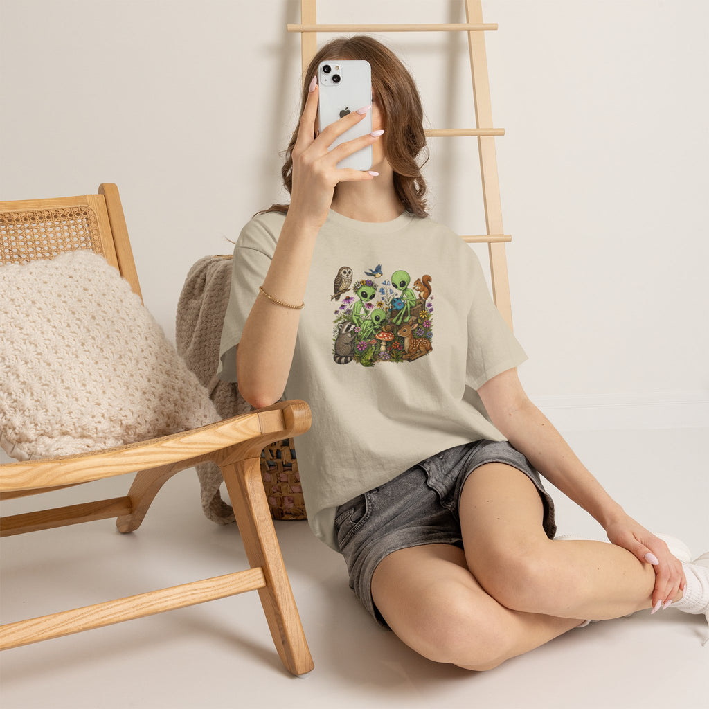 Alien Forest Friends T‑Shirt — Cute Alien & Woodland Animals Graphic Tee