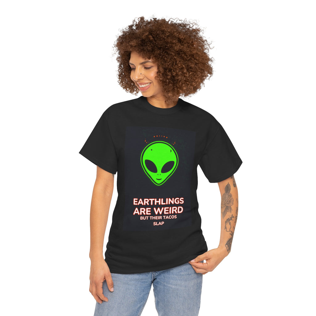Alien tacos tee sleeve print detail