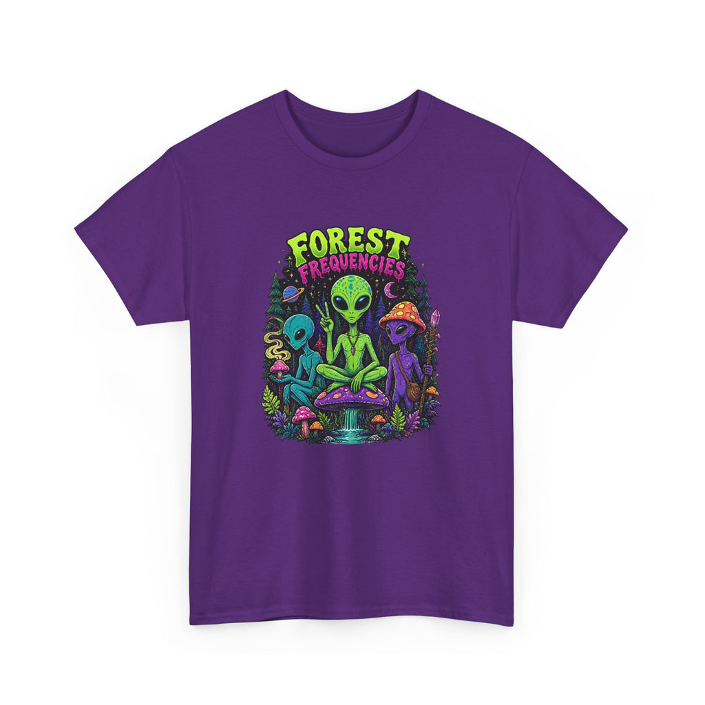 Forest Frequencies Alien T-Shirt — Psychedelic Mushroom Meditation Tee