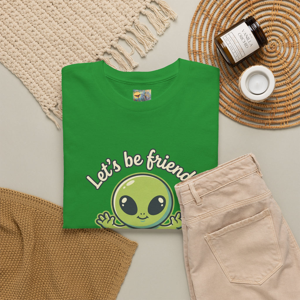 Let's Be Friends Alien T-Shirt — Cute Green Alien Graphic Tee