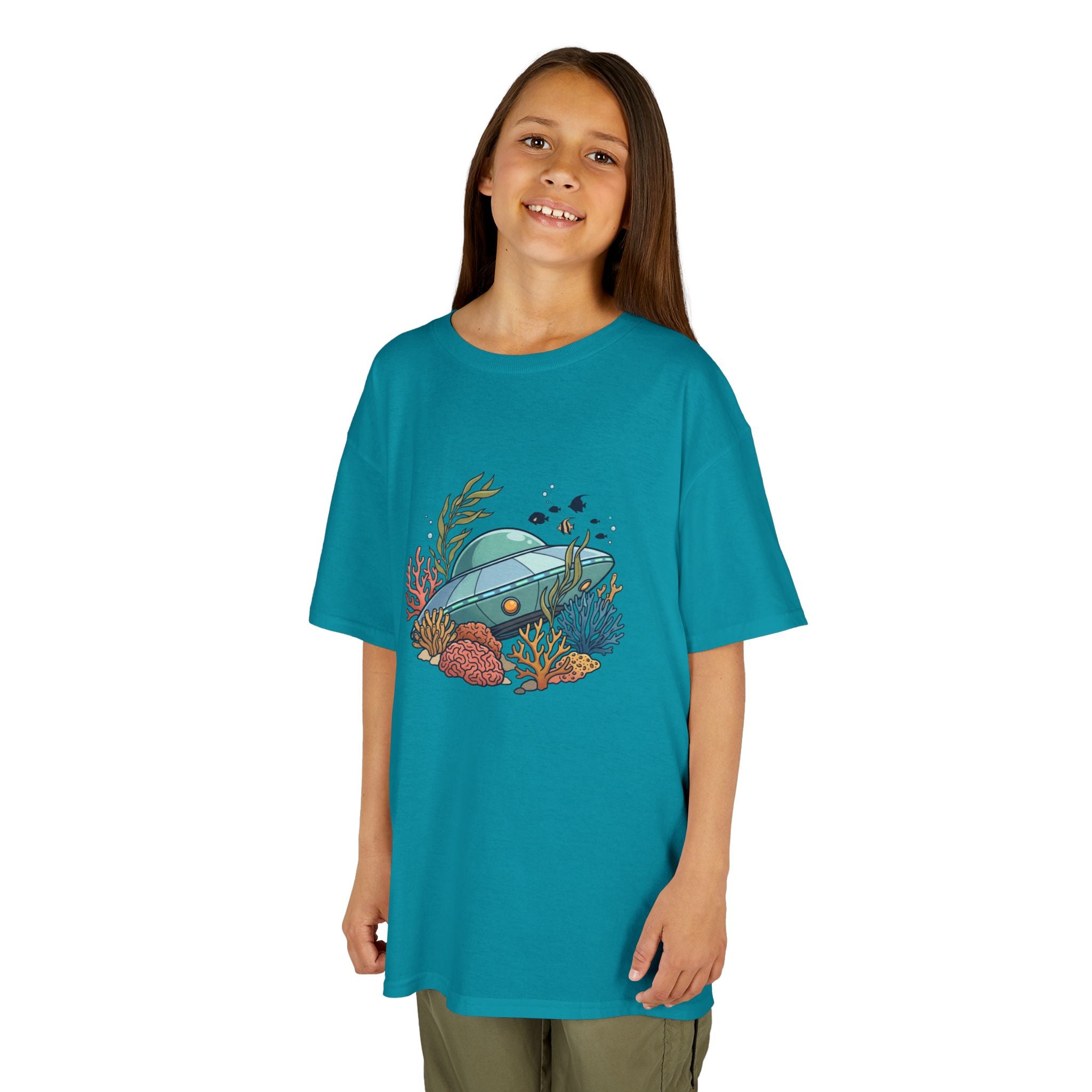 Kids UFO Ocean Tee — Cute Underwater Spaceship Kids T-Shirt