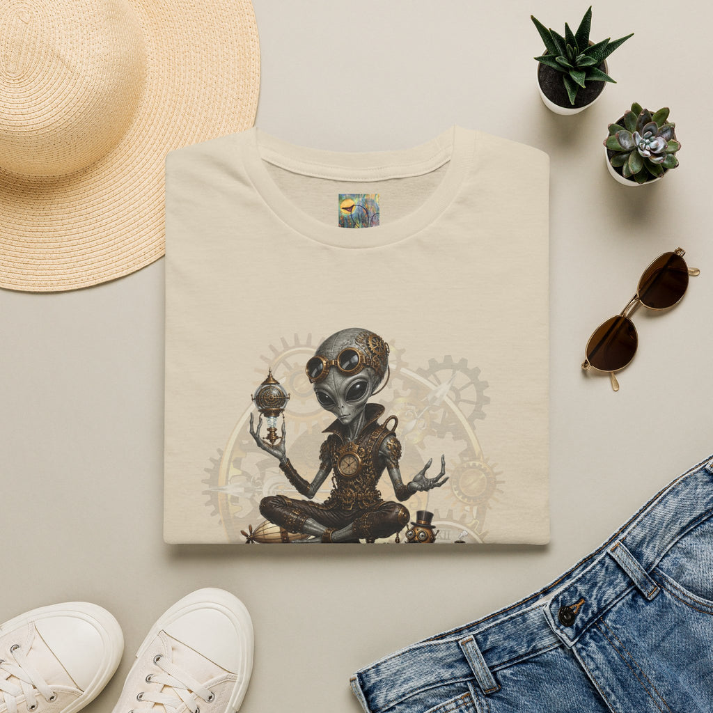 Alien Steampunk T‑Shirt — "Congratulations, on Your Barely Functional Society" Graphic Tee