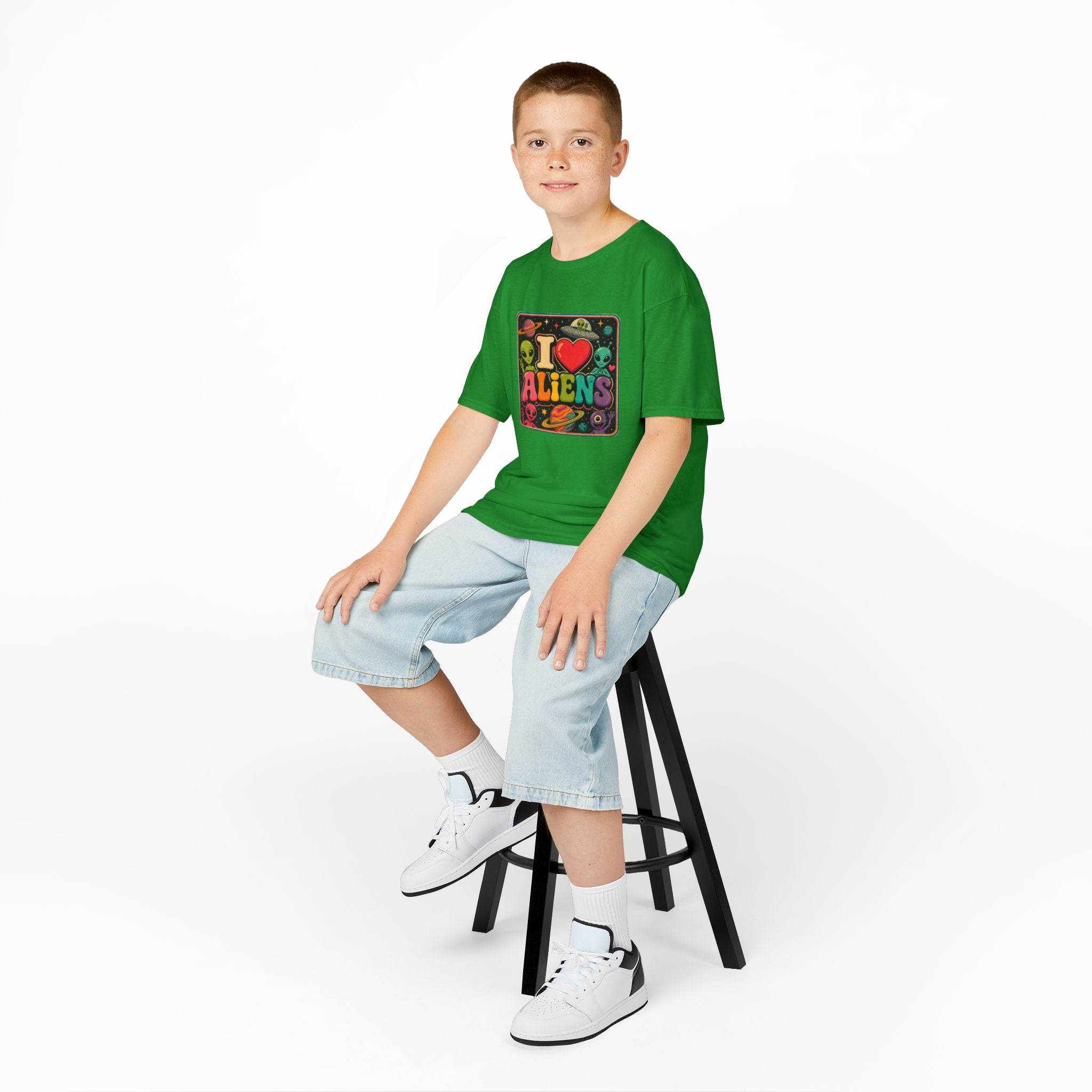 Kids "I  Aliens" Tee — Cute Neon Alien Graphic Shirt for Kids