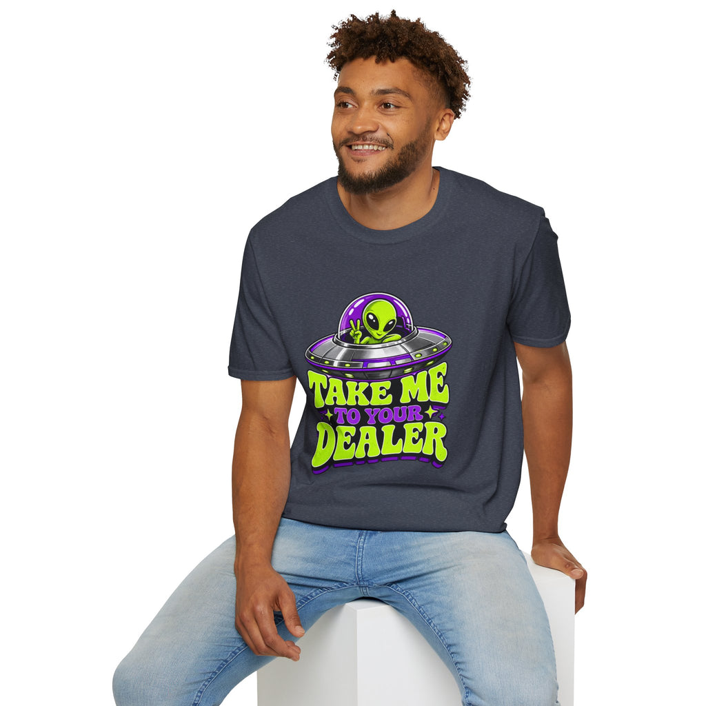 Alien UFO T‑Shirt — "Take Me to Your Dealer" Graphic Tee