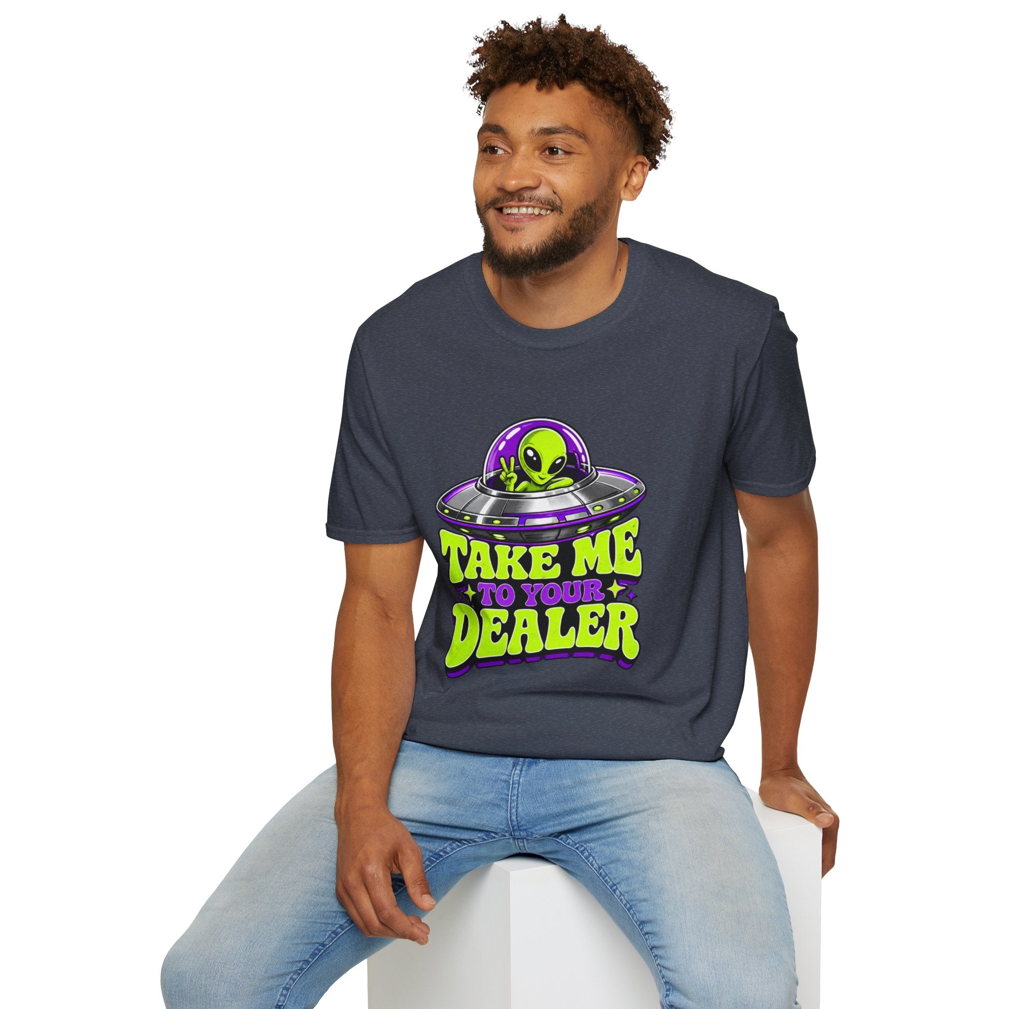Alien UFO T‑Shirt — "Take Me to Your Dealer" Graphic Tee