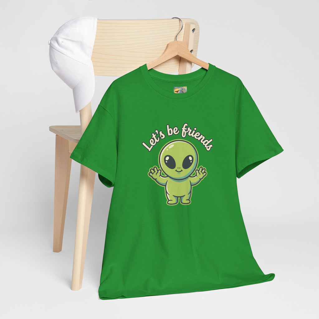 Let's Be Friends Alien T-Shirt — Cute Green Alien Graphic Tee
