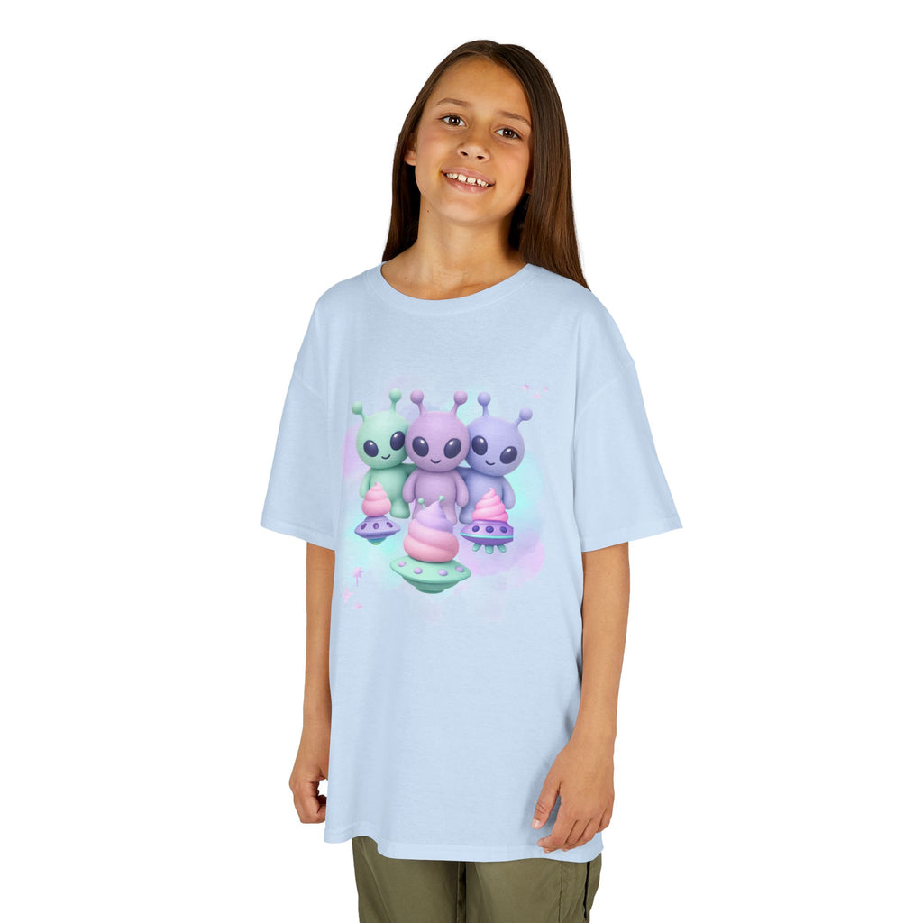 Cotton Candy UFO's Kids Alien Friends T‑Shirt — Cute Pastel UFO & Little Aliens Tee