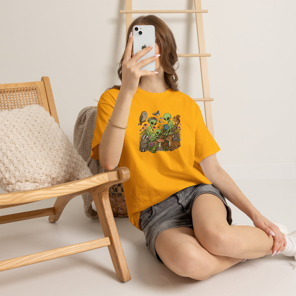 Alien Forest Friends T‑Shirt — Cute Alien & Woodland Animals Graphic Tee