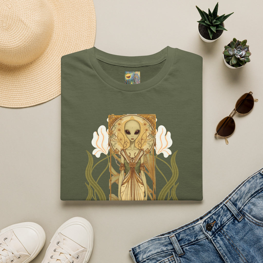 Alien Art Nouveau T-Shirt — 'Otherworldly Muse' Vintage-Style Extraterrestrial Tee