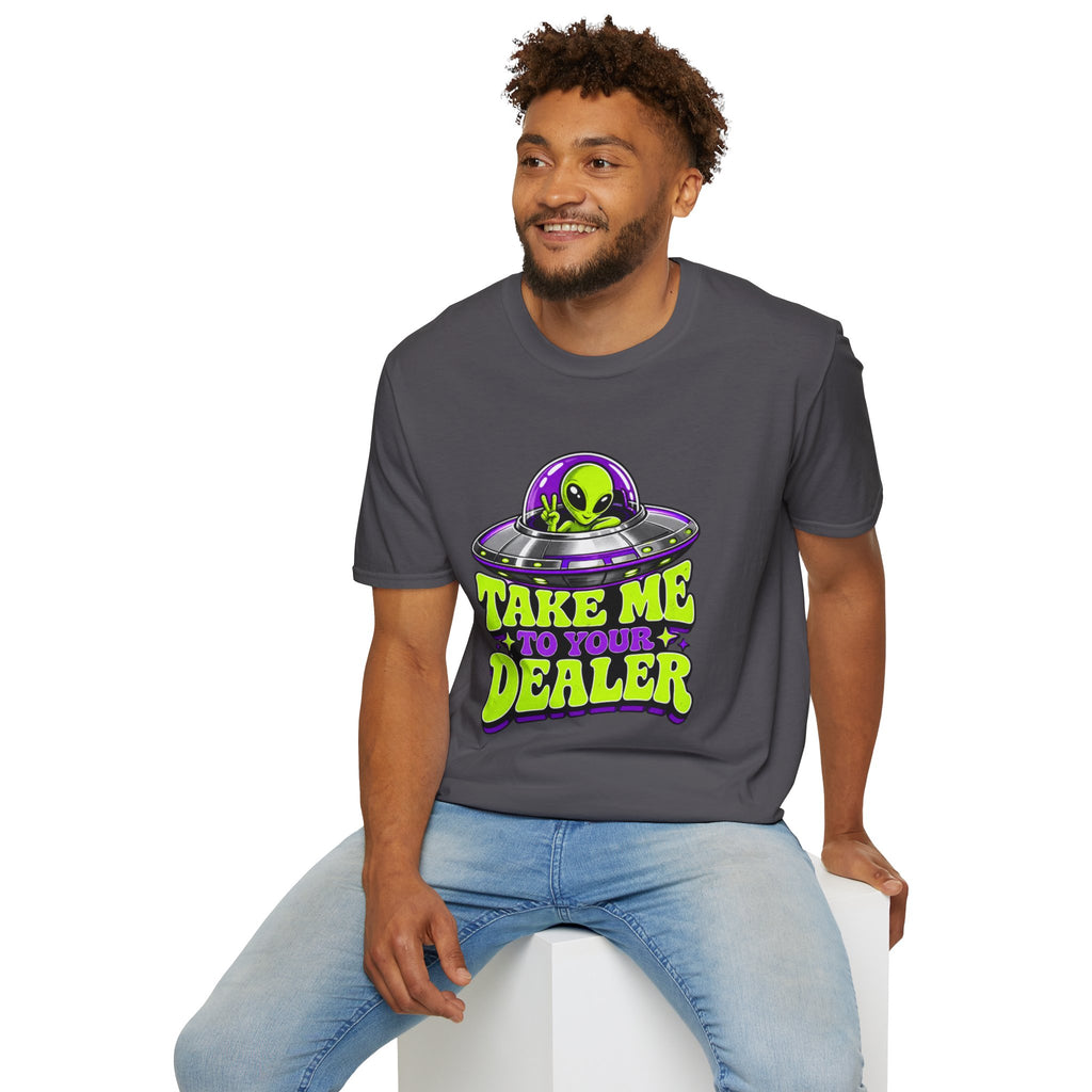 Alien UFO T‑Shirt — "Take Me to Your Dealer" Graphic Tee