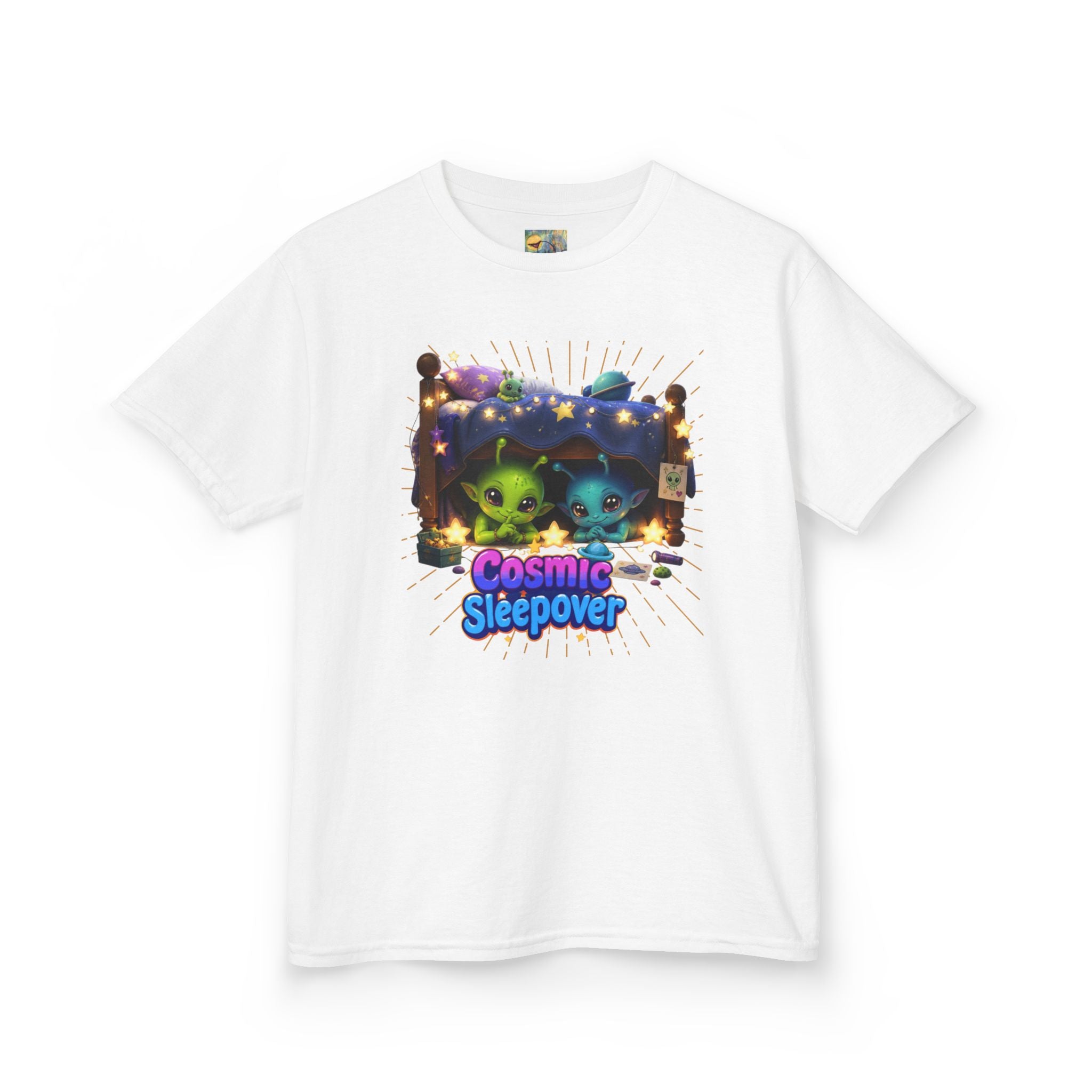 Cosmic Sleepover Kids Tee — Cute Alien Pajama Party T-Shirt