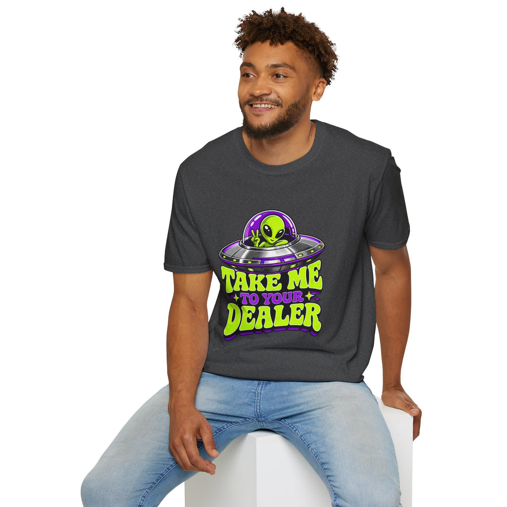 Alien UFO T‑Shirt — "Take Me to Your Dealer" Graphic Tee