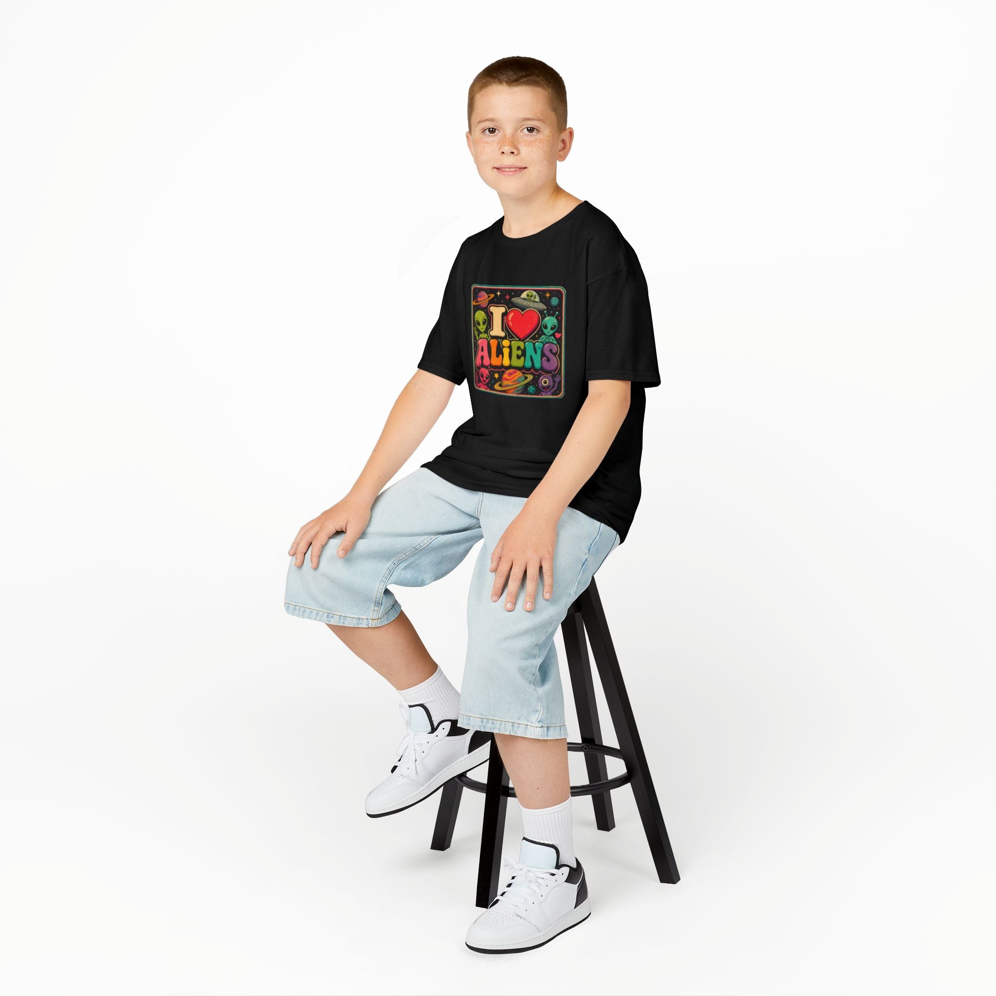 Kids "I  Aliens" Tee — Cute Neon Alien Graphic Shirt for Kids