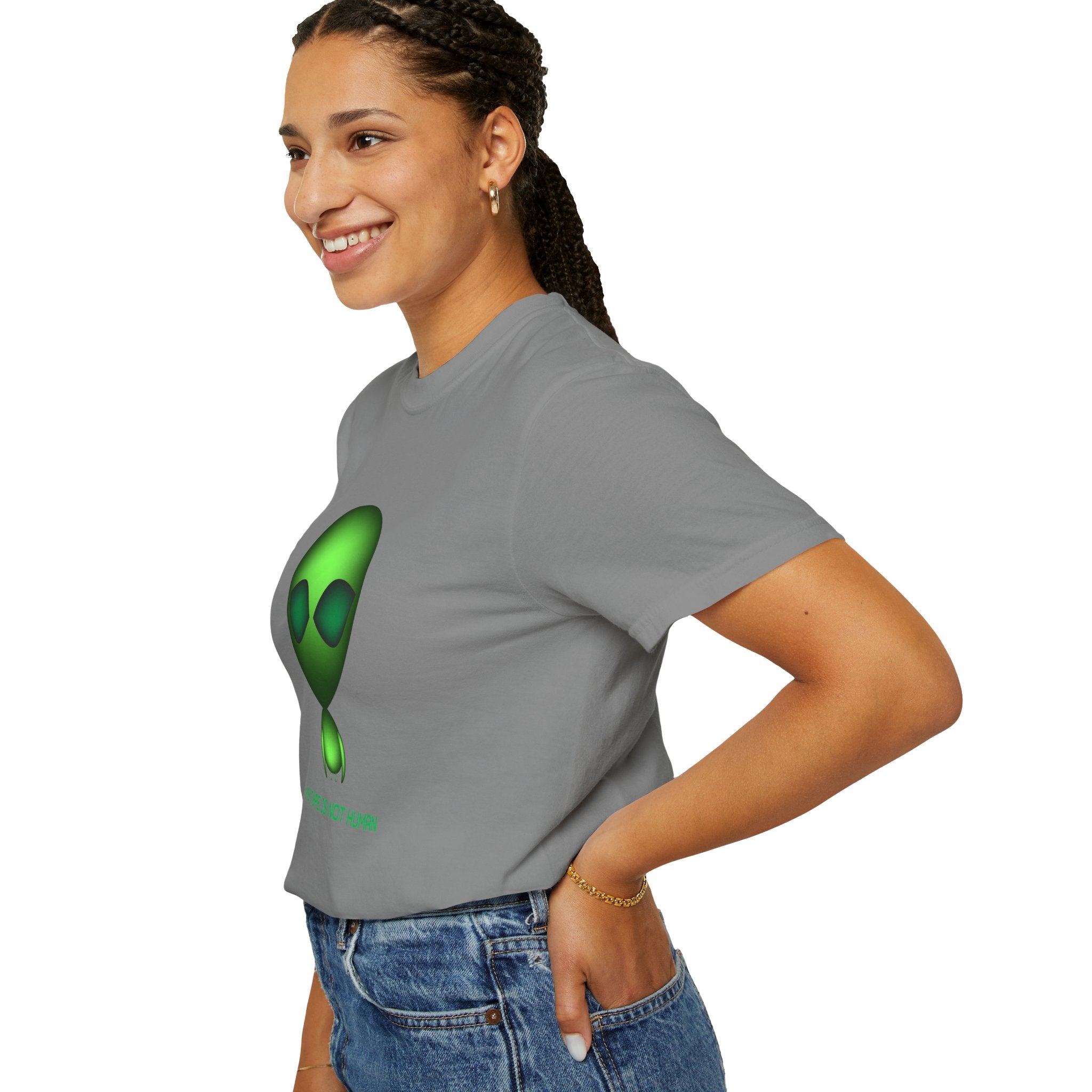 Green Alien T-Shirt — "My Type Is Not Human" Graphic Tee