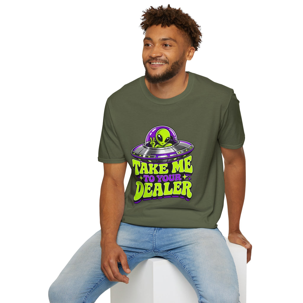 Alien UFO T‑Shirt — "Take Me to Your Dealer" Graphic Tee