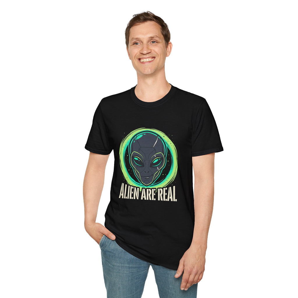 Alien Are Real T-Shirt — Neon Green Alien Face Graphic Tee