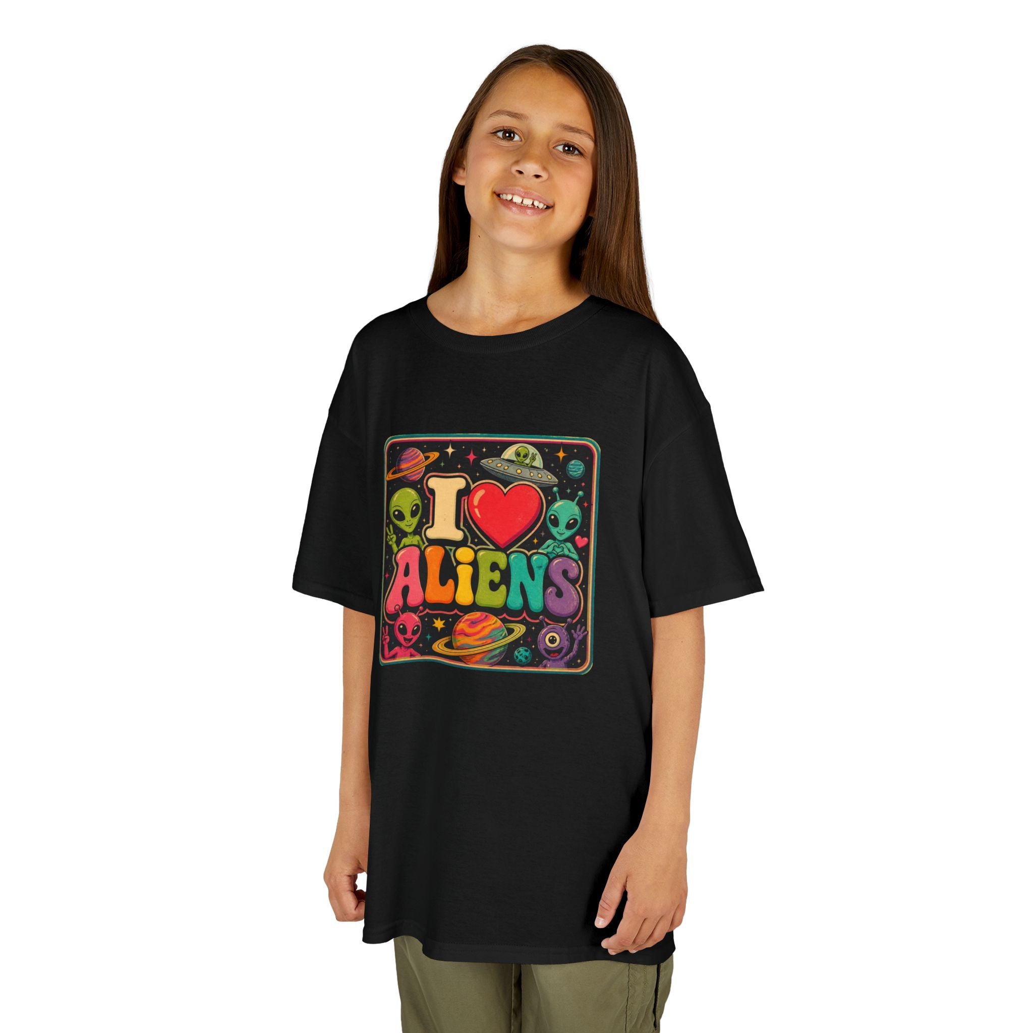 Kids "I  Aliens" Tee — Cute Neon Alien Graphic Shirt for Kids