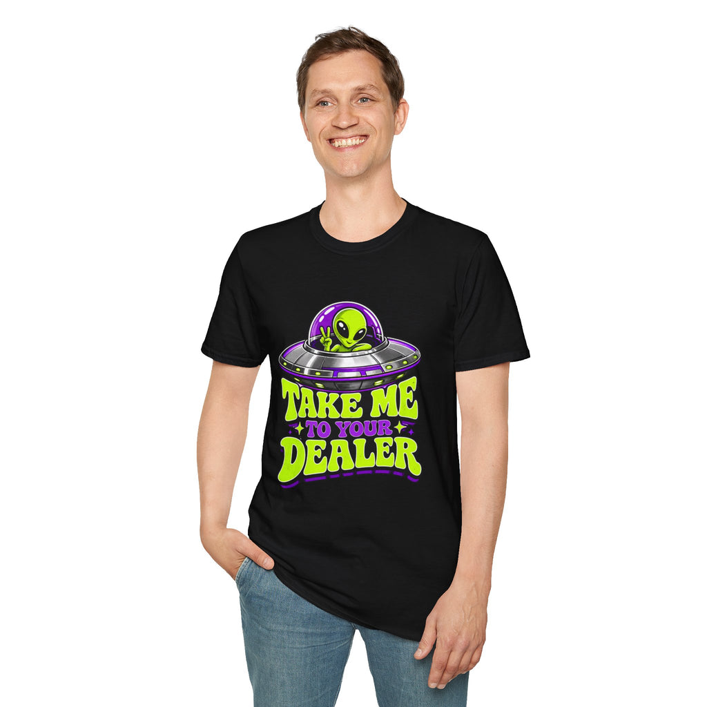 Alien UFO T‑Shirt — "Take Me to Your Dealer" Graphic Tee