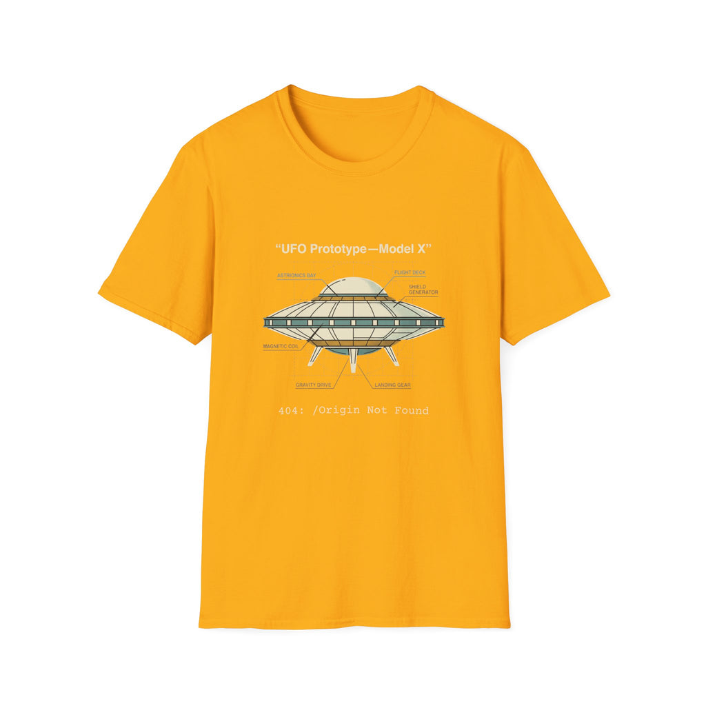 UFO Diagram Technical T-Shirt — Retro Schematic Alien Spaceship Tee