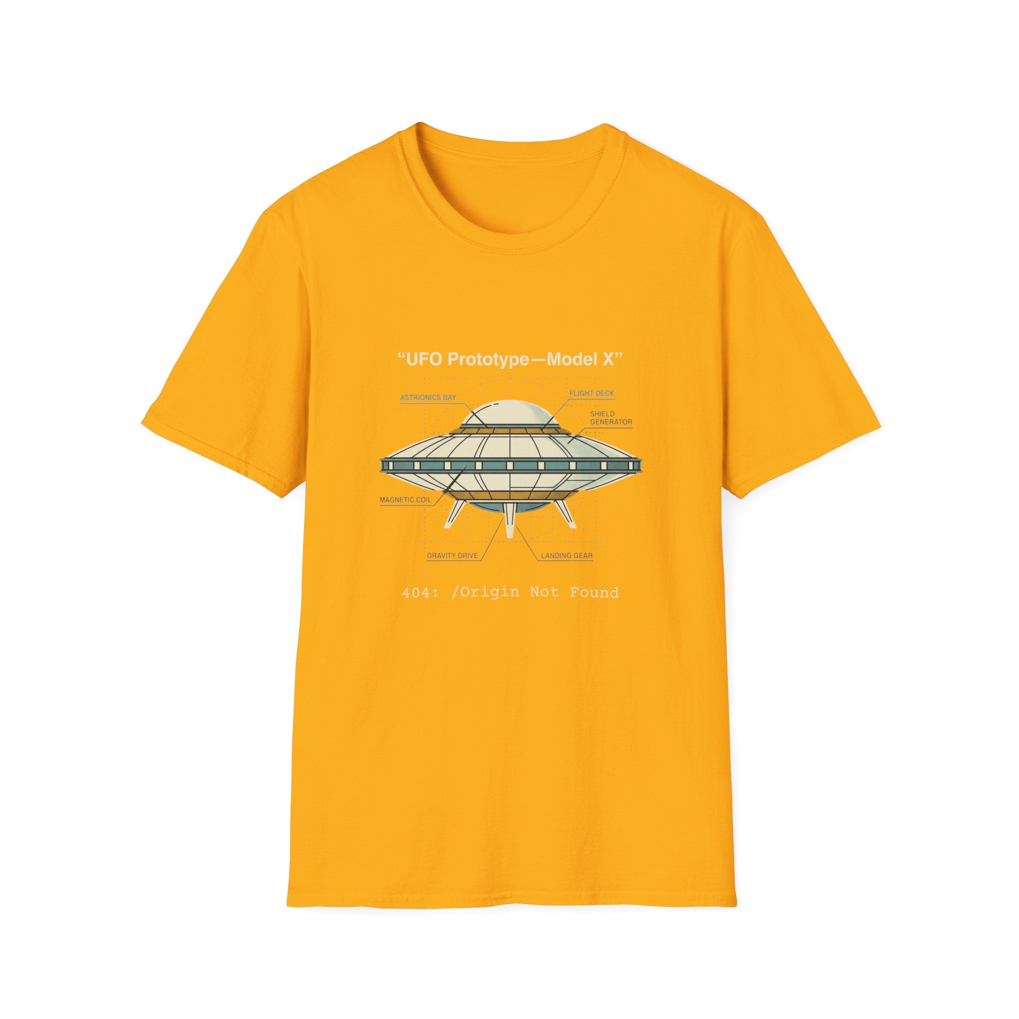 UFO Diagram Technical T-Shirt — Retro Schematic Alien Spaceship Tee