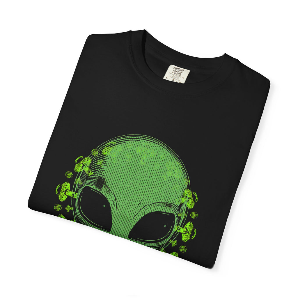 Aliens Are Real Graphic T-Shirt — Retro Green Alien Head Tee