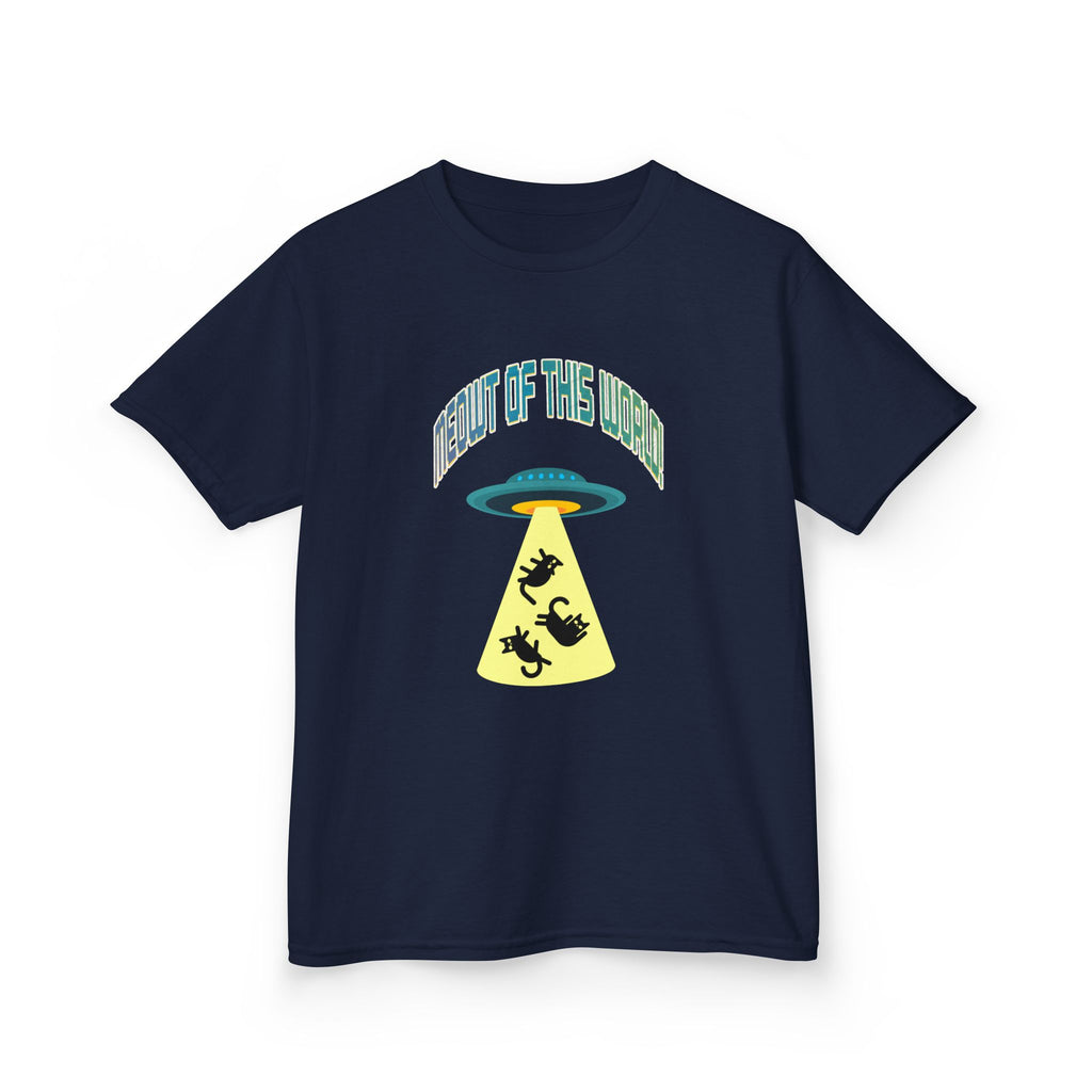 Kids Tee — 'Meowt of this World' UFO Alien Abduction Graphic