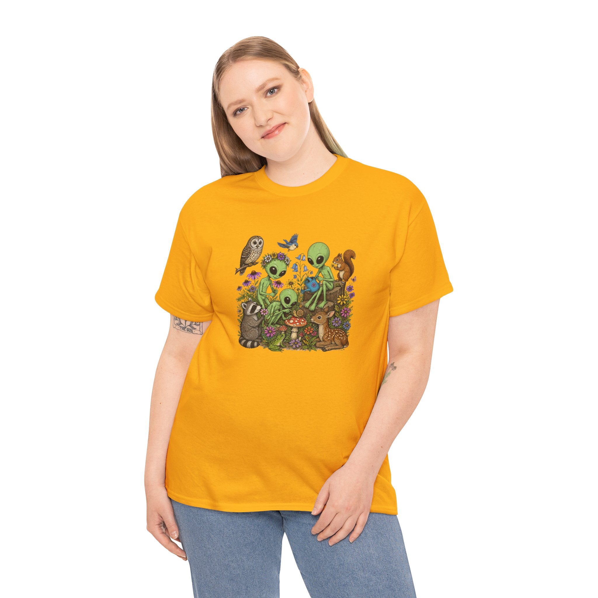 Alien Forest Friends T‑Shirt — Cute Alien & Woodland Animals Graphic Tee
