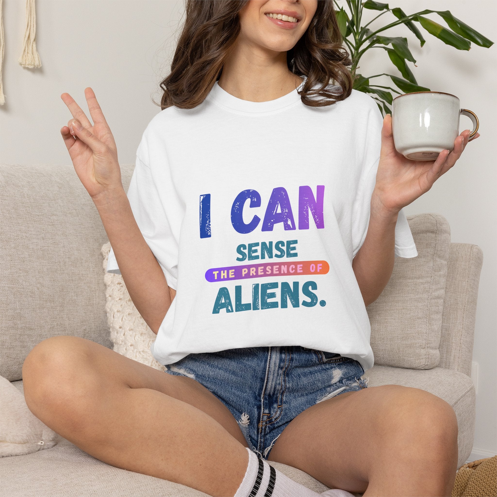 I Can Sense The Presence of Aliens T-Shirt — Funny UFO Alien Graphic Tee