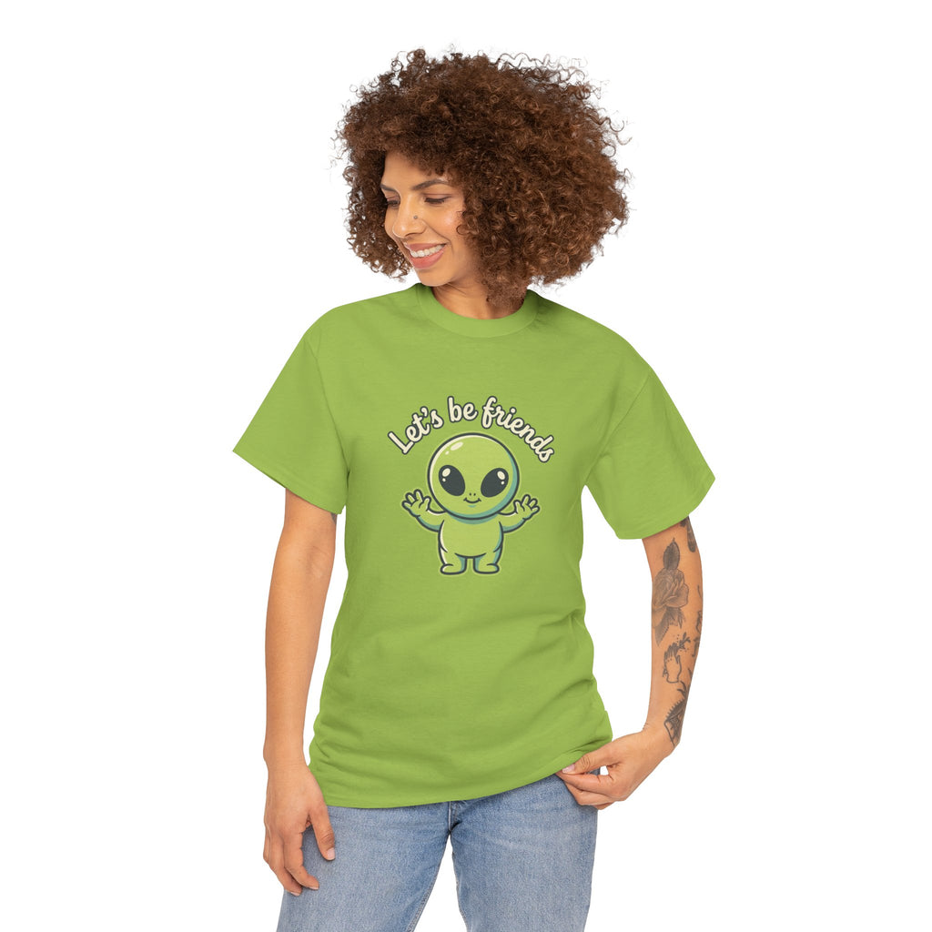 Let's Be Friends Alien T-Shirt — Cute Green Alien Graphic Tee