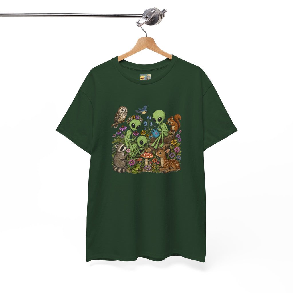 Alien Forest Friends T‑Shirt — Cute Alien & Woodland Animals Graphic Tee