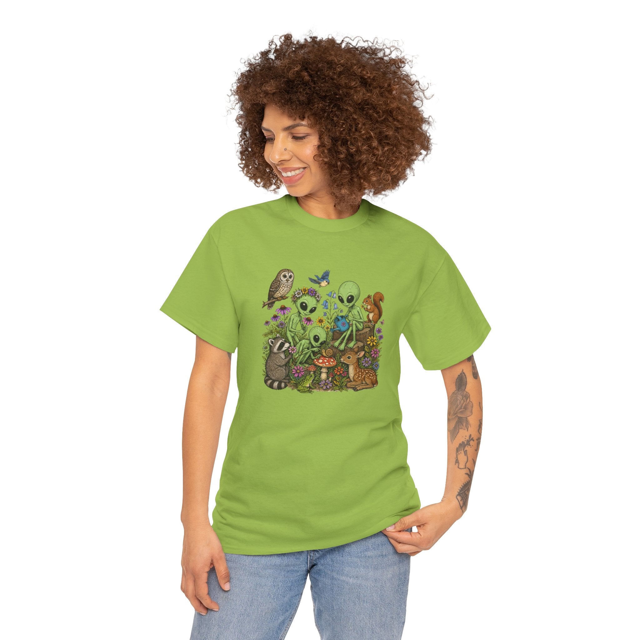 Alien Forest Friends T‑Shirt — Cute Alien & Woodland Animals Graphic Tee