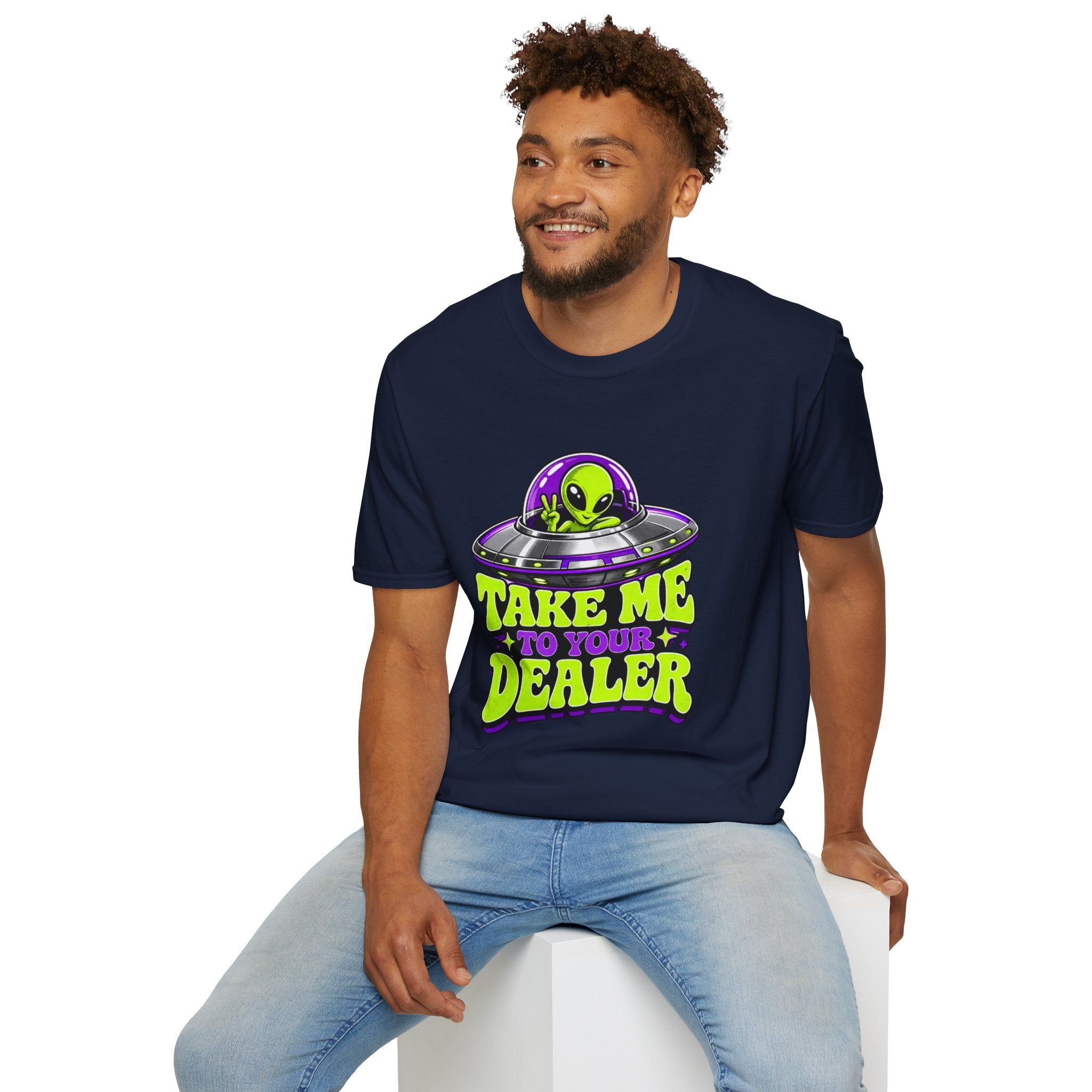 Alien UFO T‑Shirt — "Take Me to Your Dealer" Graphic Tee