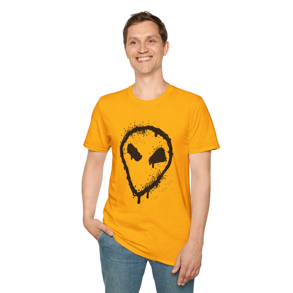 Alien Drip T‑Shirt — Grunge Splatter Alien Face Tee