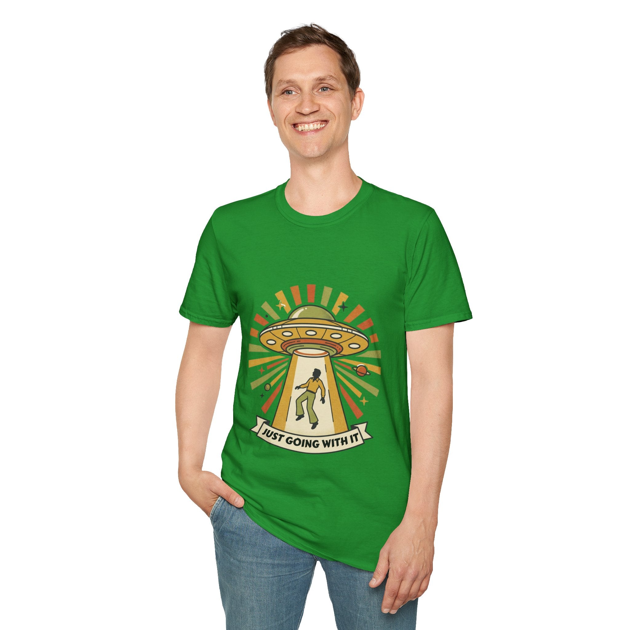 Alien Abduction T-Shirt — Retro UFO "Just Going With It" Graphic Tee