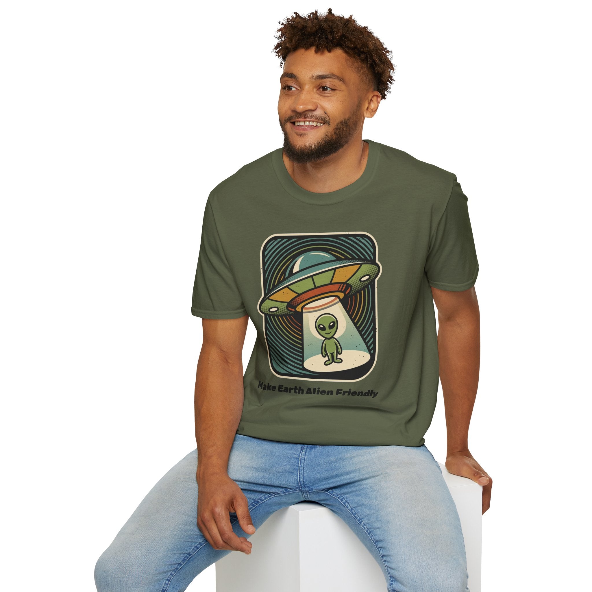 Alien Abduction T-Shirt — 'Help Me' Retro UFO Graphic Tee