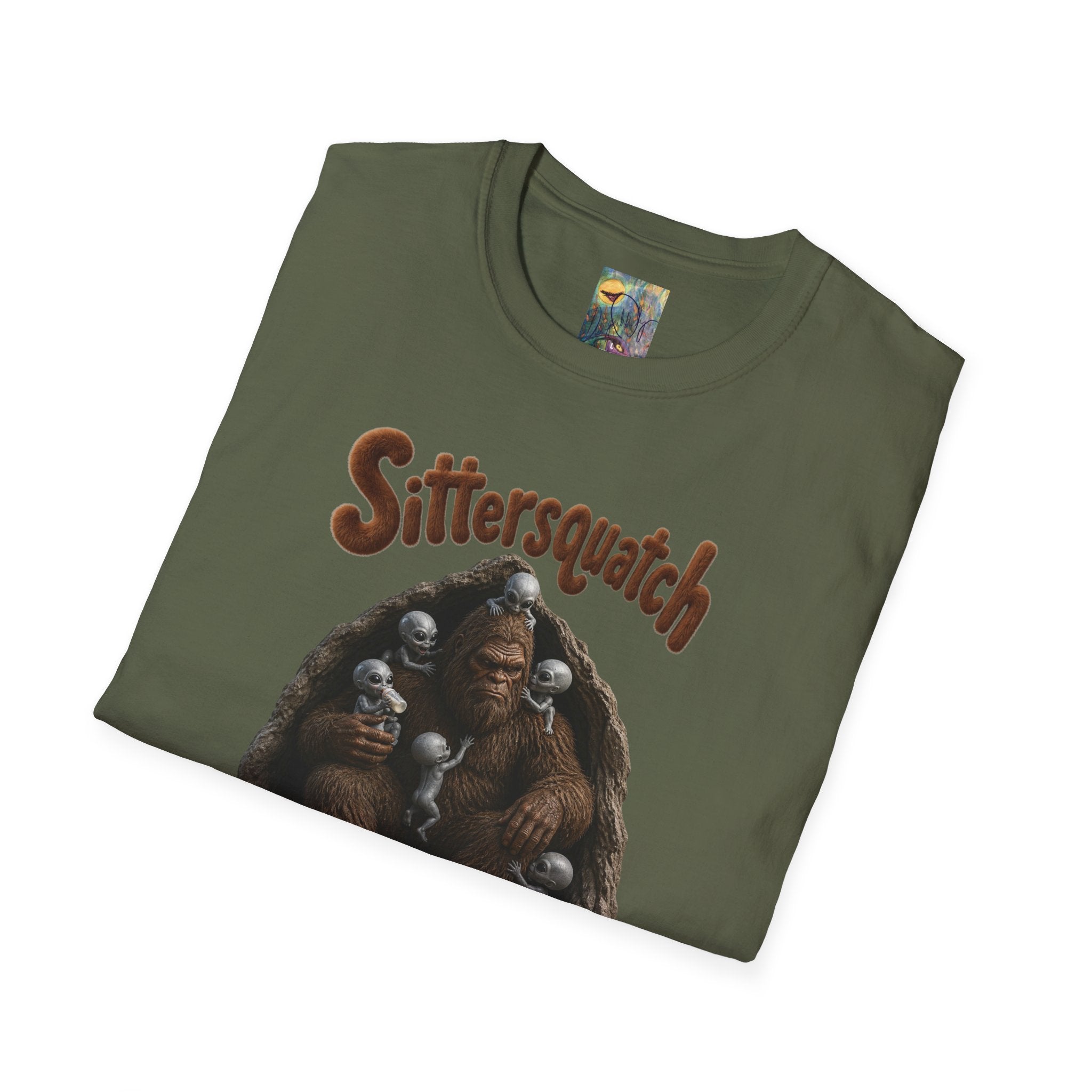 Sittersquatch T-Shirt — Retro Bigfoot Mom & Baby Graphic Tee