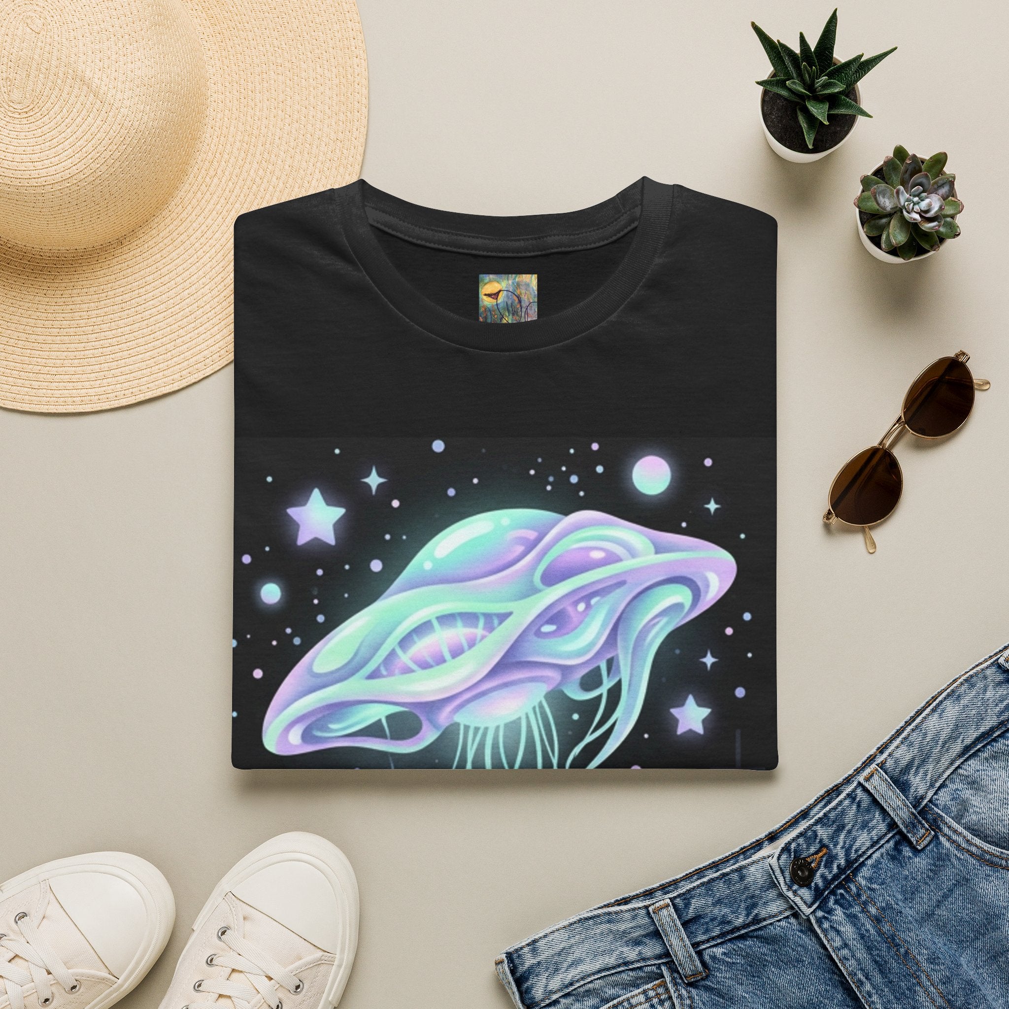 Dreamcore UfO Galactic Jellyfish T-Shirt — Neon Space Jellyfish Graphic Tee