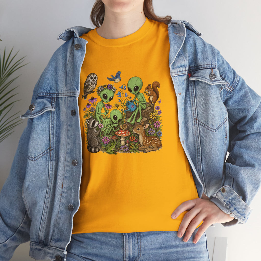 Alien Forest Friends T‑Shirt — Cute Alien & Woodland Animals Graphic Tee