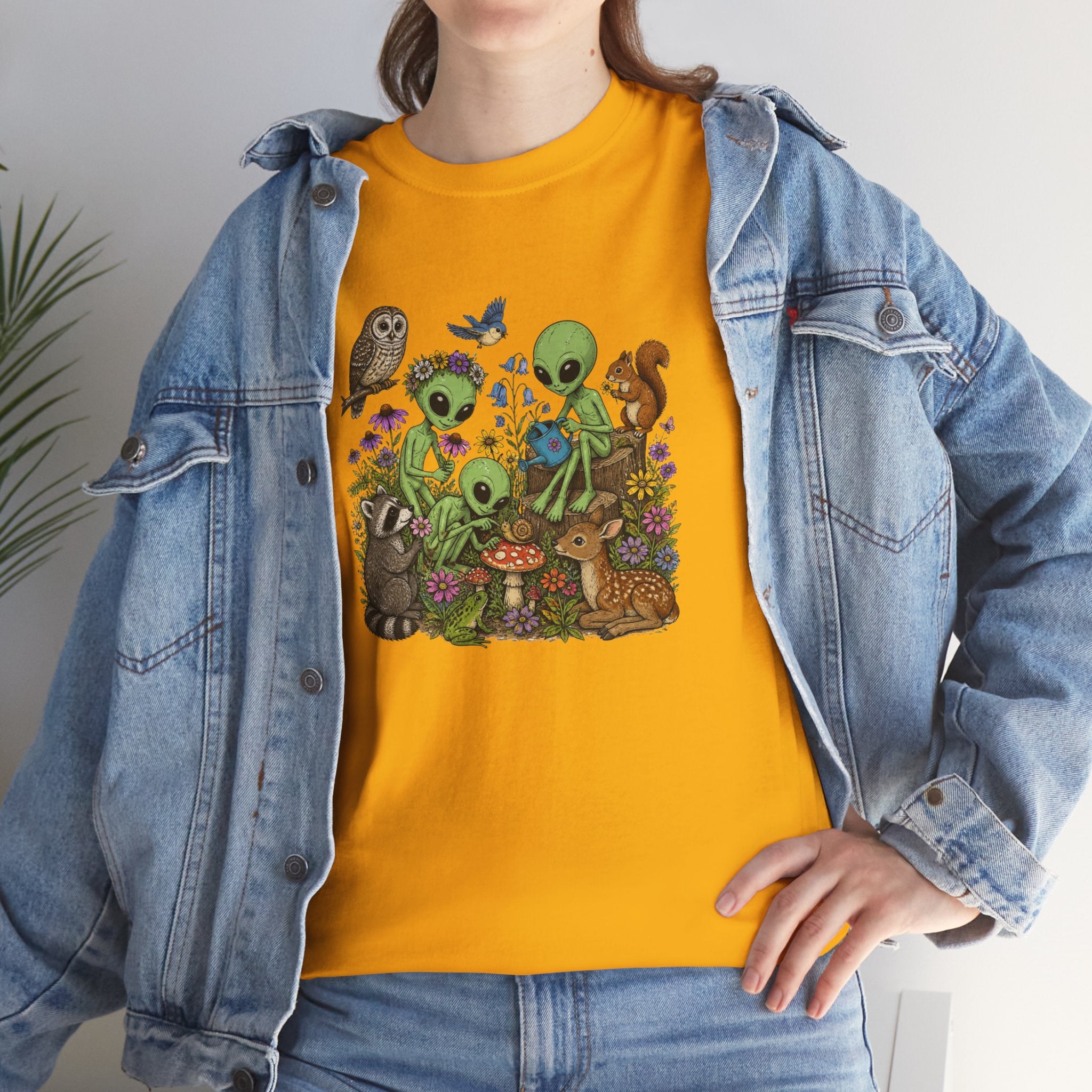 Alien Forest Friends T‑Shirt — Cute Alien & Woodland Animals Graphic Tee