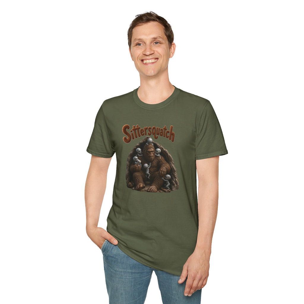 Sittersquatch T-Shirt — Retro Bigfoot Mom & Baby Graphic Tee