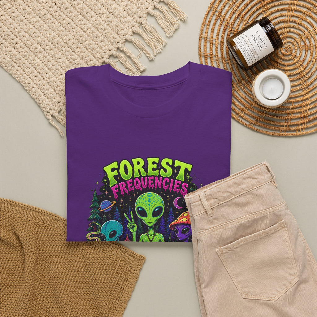 Forest Frequencies Alien T-Shirt — Psychedelic Mushroom Meditation Tee